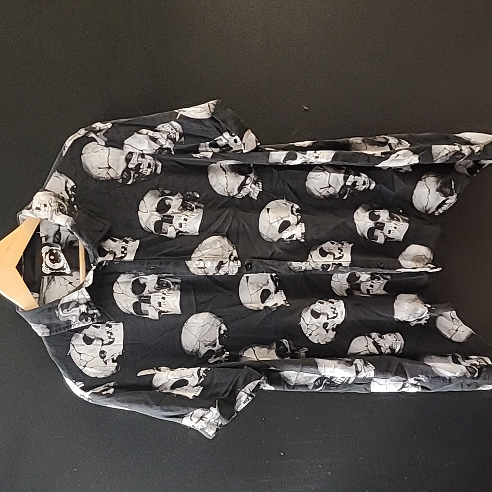 Killstar Skull Print Button Up